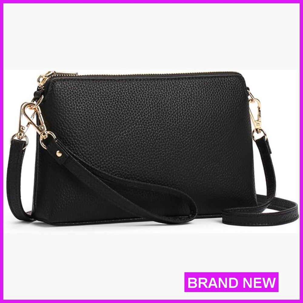 RFID Blocking Crossbody Bag PU Leather Adjustable Strap Wristlet Clutch Purse